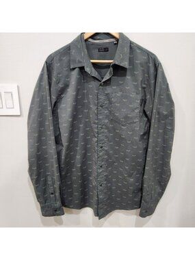 Pearl Izumi Rove Snap Button Shirt Mens M Gray Long Sleeve Stretch Cycling